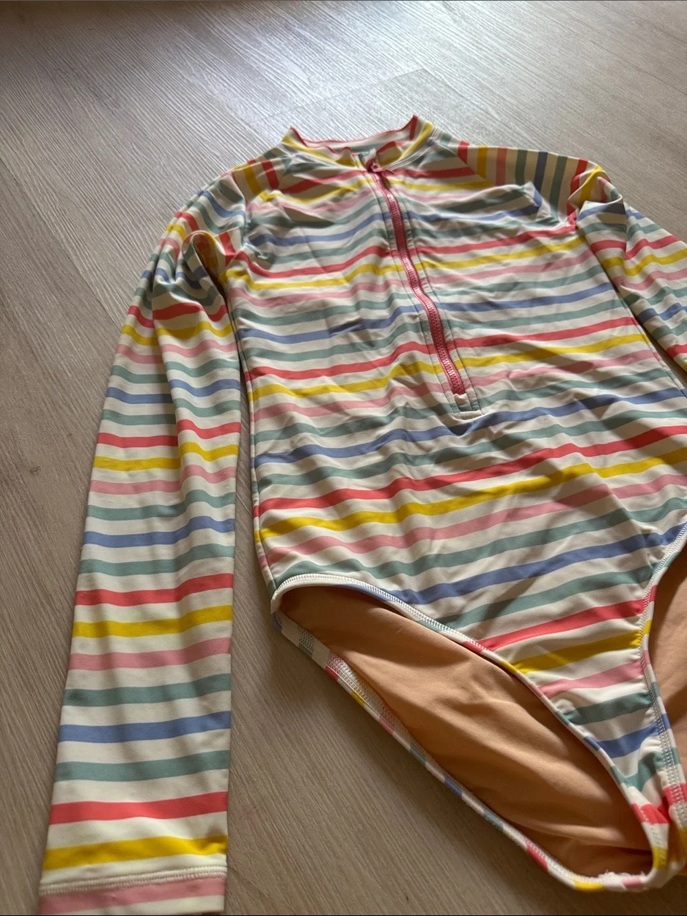 Crewcuts Multicolor Striped Long-Sleeve One-Piece Swimsuit